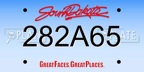 282A65 South Dakota License Plate
