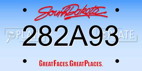 282A93 South Dakota License Plate