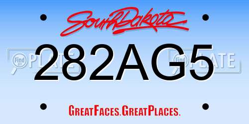 282AG5 South Dakota License Plate