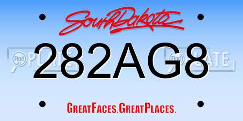 282AG8 South Dakota License Plate