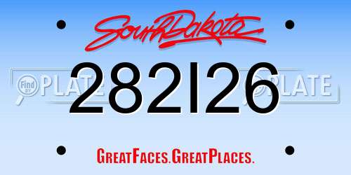 282I26 South Dakota License Plate
