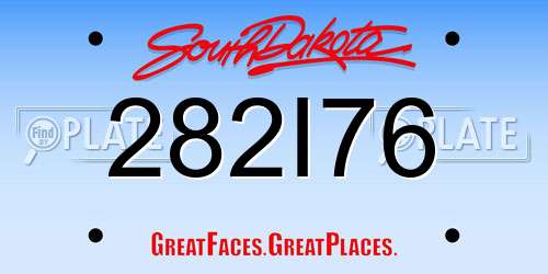 282I76 South Dakota License Plate