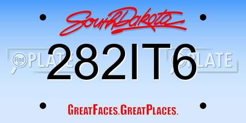 282IT6 South Dakota License Plate