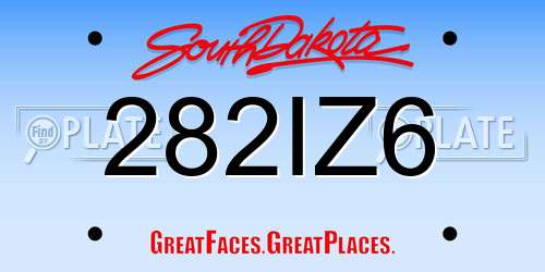 282IZ6 South Dakota License Plate