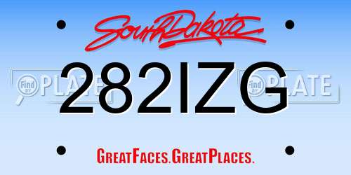 282IZG South Dakota License Plate