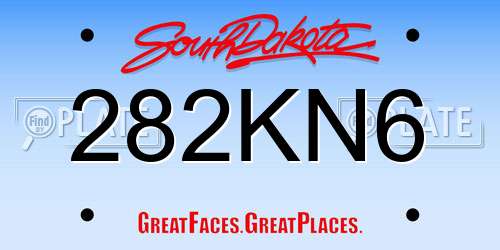 282KN6 South Dakota License Plate