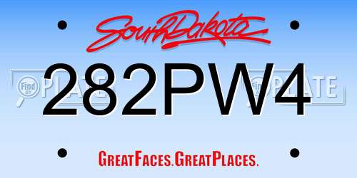 282PW4 South Dakota License Plate