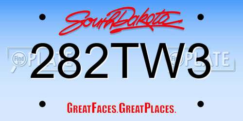282TW3 South Dakota License Plate