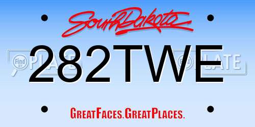 282TWE South Dakota License Plate