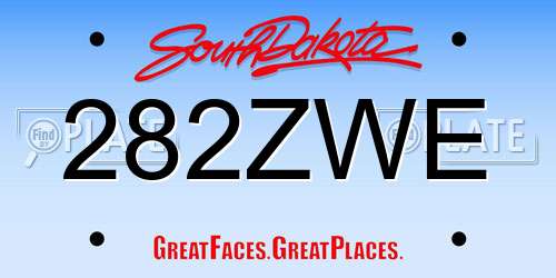 282ZWE South Dakota License Plate