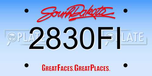 2830FI South Dakota License Plate