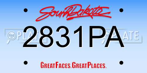 2831PA South Dakota License Plate