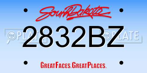 2832BZ South Dakota License Plate