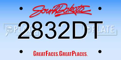 2832DT South Dakota License Plate