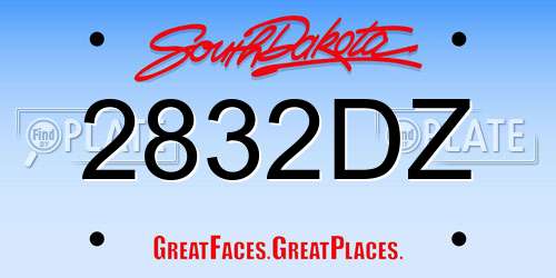 2832DZ South Dakota License Plate