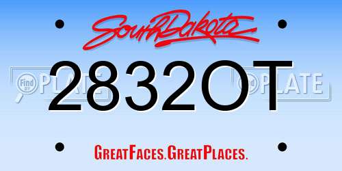 2832OT South Dakota License Plate
