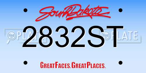 2832ST South Dakota License Plate