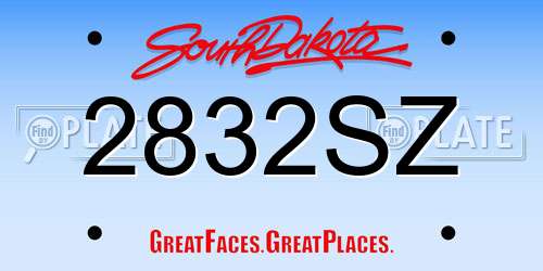 2832SZ South Dakota License Plate