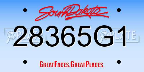 28365G1 South Dakota License Plate