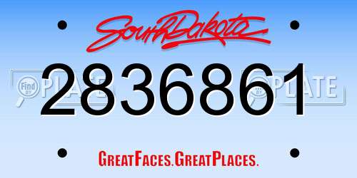 2836861 South Dakota License Plate