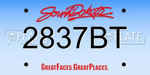 2837BT South Dakota License Plate