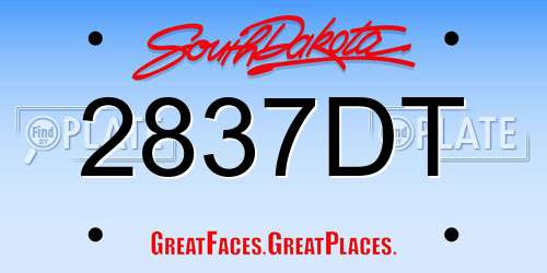 2837DT South Dakota License Plate