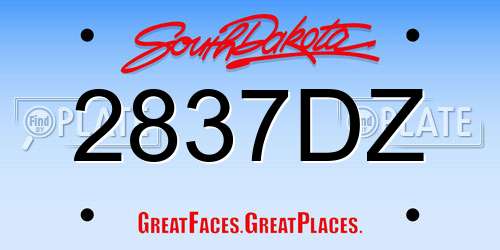 2837DZ South Dakota License Plate