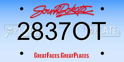 2837OT South Dakota License Plate