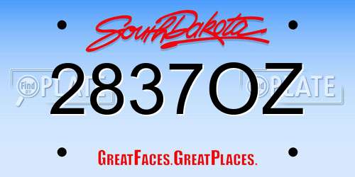 2837OZ South Dakota License Plate