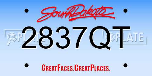 2837QT South Dakota License Plate