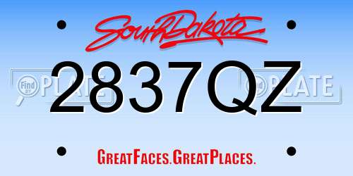 2837QZ South Dakota License Plate