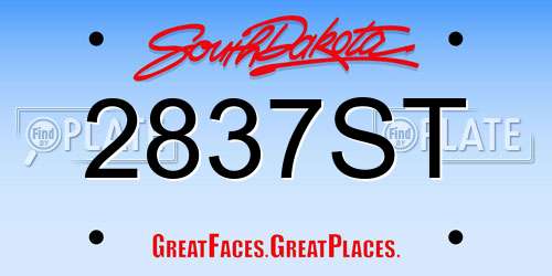 2837ST South Dakota License Plate