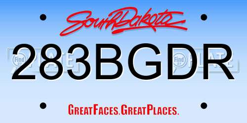283BGDR South Dakota License Plate