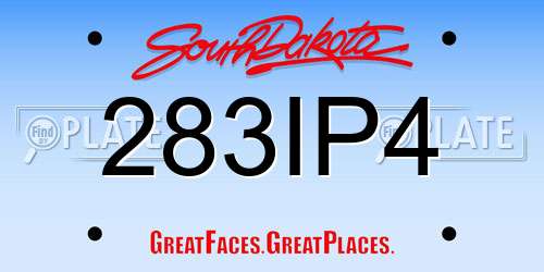 283IP4 South Dakota License Plate