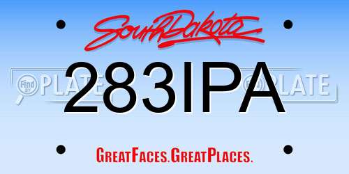 283IPA South Dakota License Plate