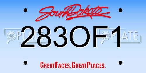 283OF1 South Dakota License Plate