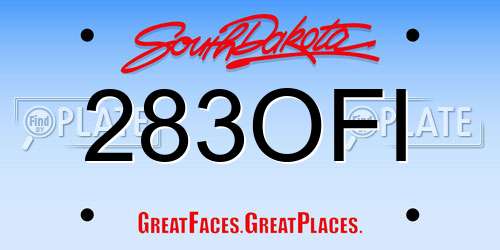283OFI South Dakota License Plate