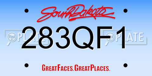 283QF1 South Dakota License Plate