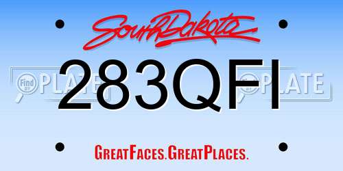 283QFI South Dakota License Plate