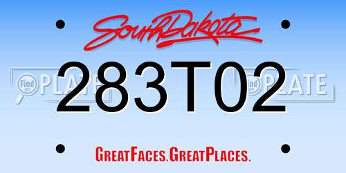 283T02 South Dakota License Plate