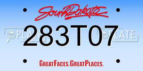 283T07 South Dakota License Plate
