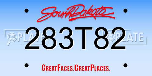 283T82 South Dakota License Plate