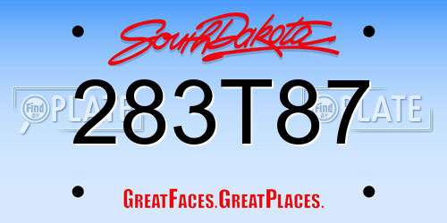 283T87 South Dakota License Plate