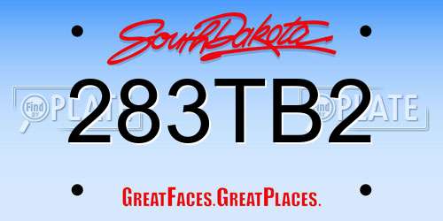 283TB2 South Dakota License Plate