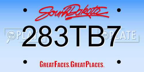 283TB7 South Dakota License Plate