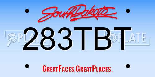 283TBT South Dakota License Plate