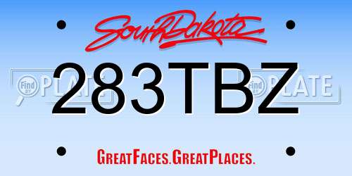 283TBZ South Dakota License Plate