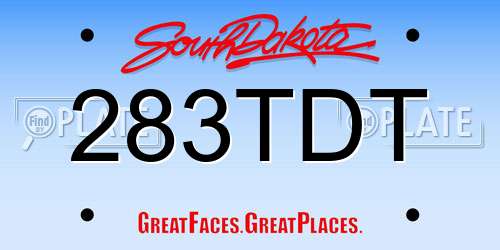283TDT South Dakota License Plate
