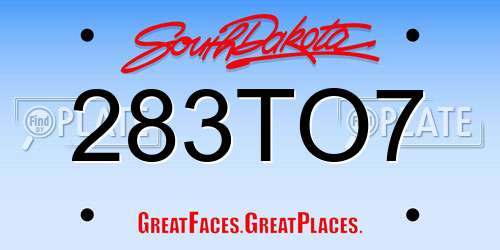 283TO7 South Dakota License Plate