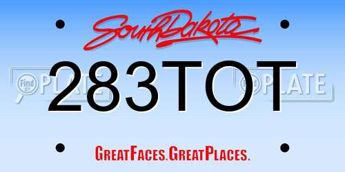 283TOT South Dakota License Plate
